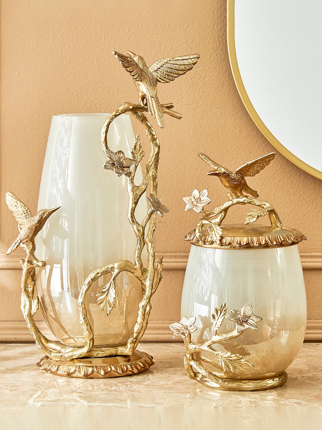 

Home Centre White Decorative Bird Canister Showpiece