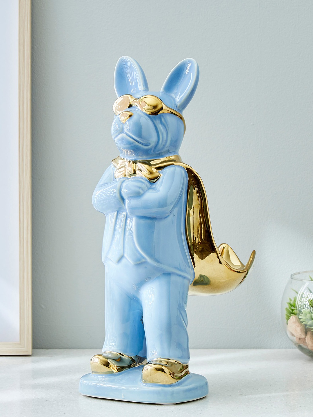 

Home Centre Blue Decorative Dog Standing Figurine Showpiece