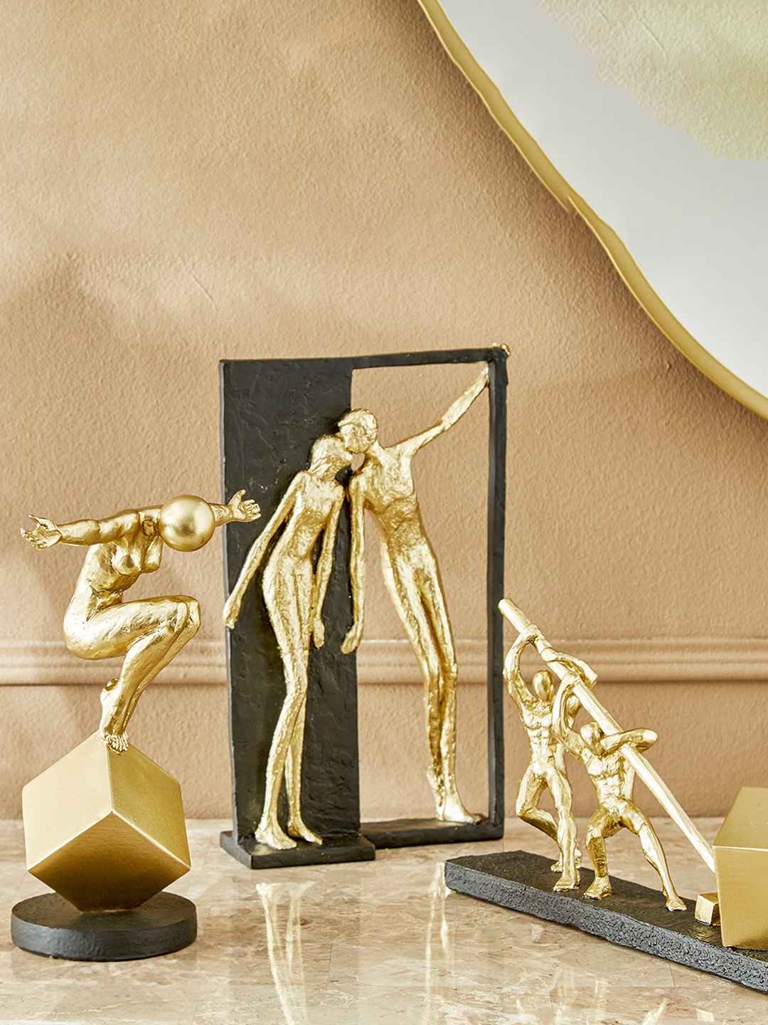 

Home Centre Eternity Vogue Couple In Block Figurine Showpiece, Gold