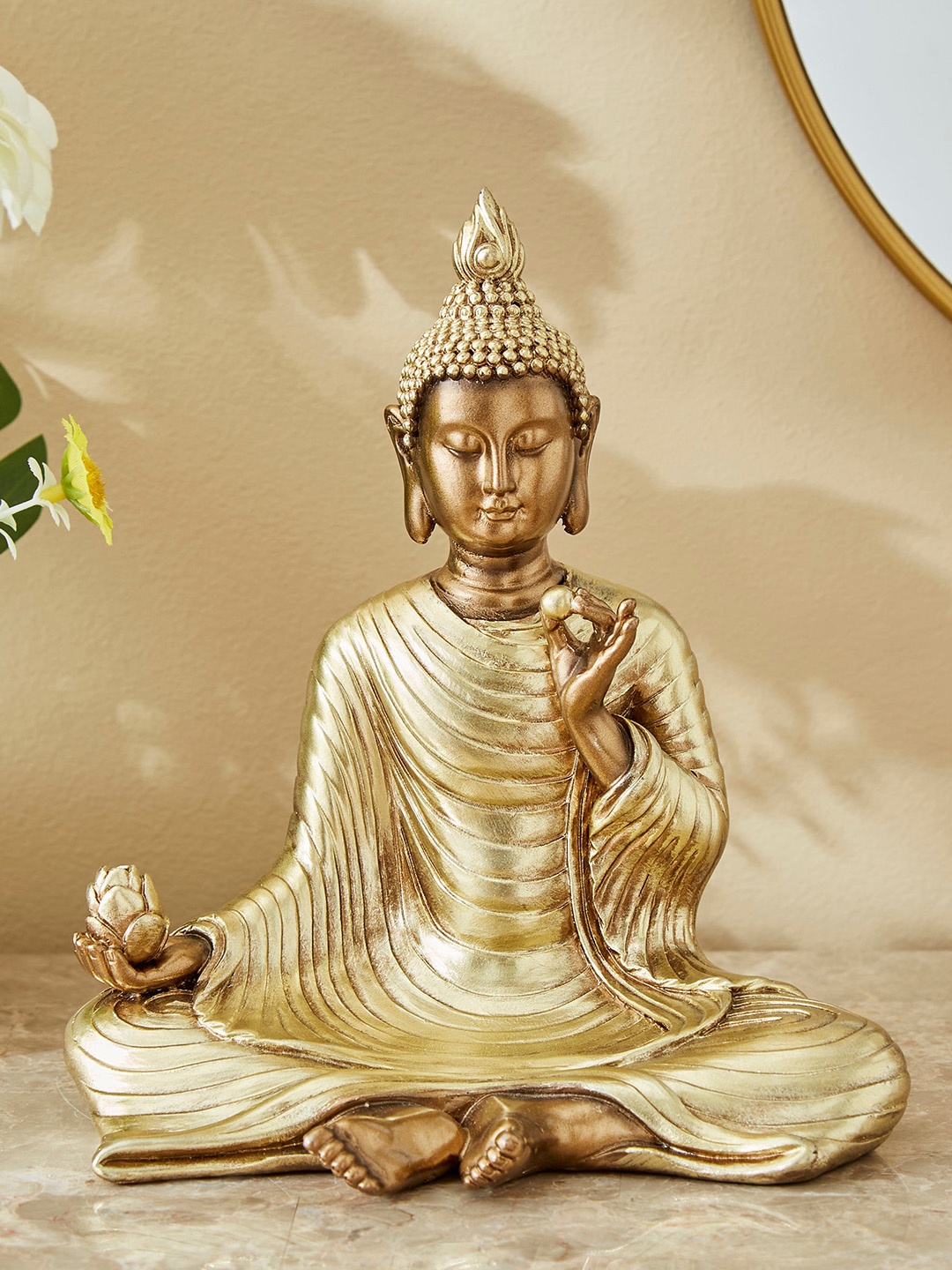 

Home Centre Corsica Gold Toned Sitting Buddha Polyresin Showpiece
