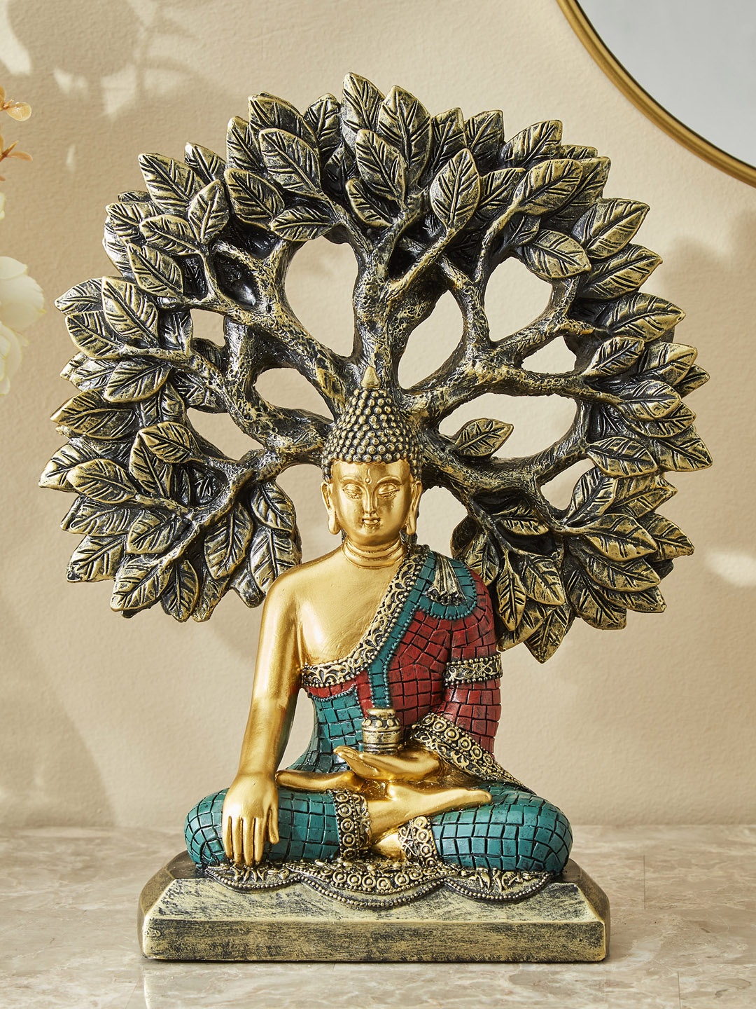 

Home Centre Alpana Gold-Toned & Green Textured Figurine Buddha Showpiece