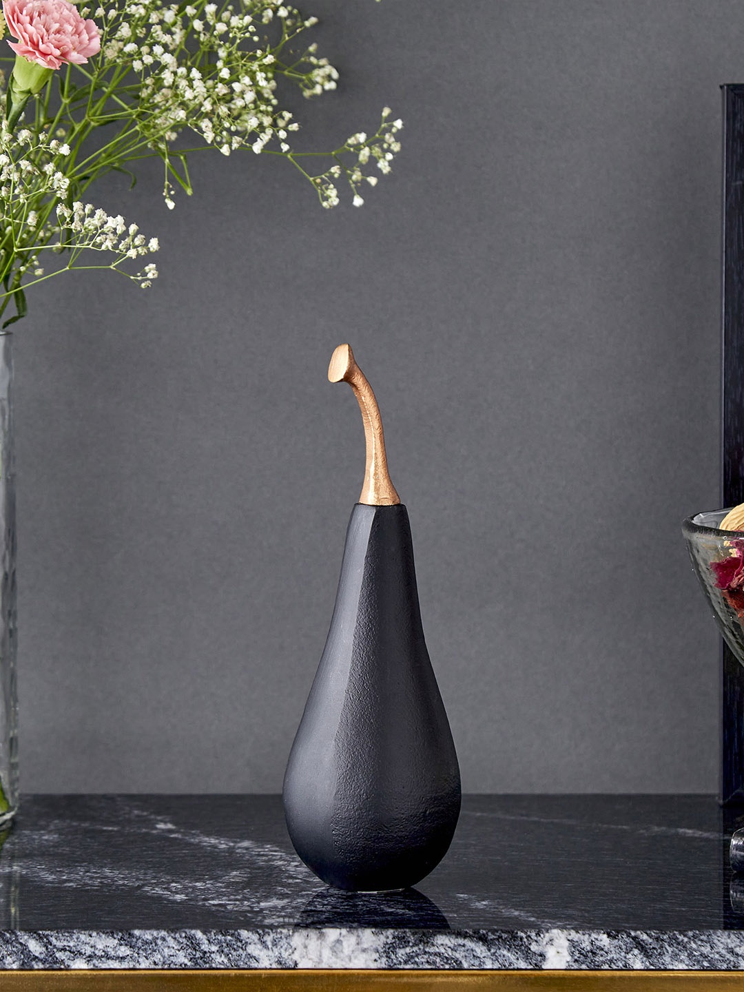 

Home Centre Black & Gold-Toned Textured Pear Table Accent Showpiece