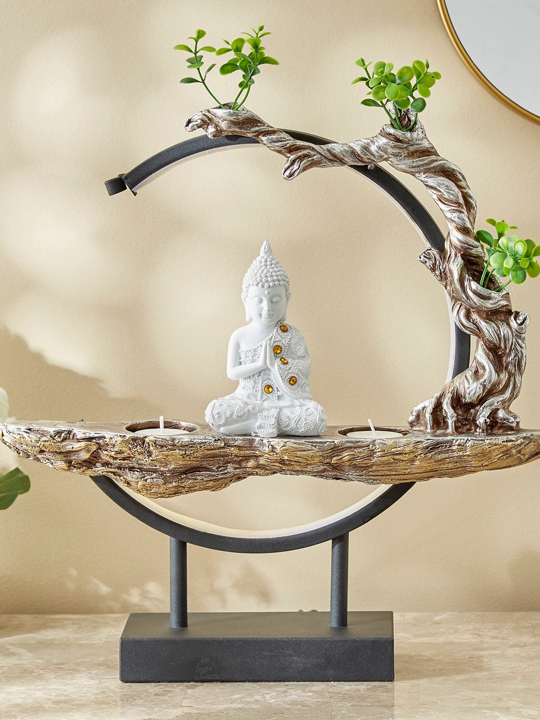 

Home Centre White & Brown Corsica Buddha Polyresin Showpiece With T-Light Holder