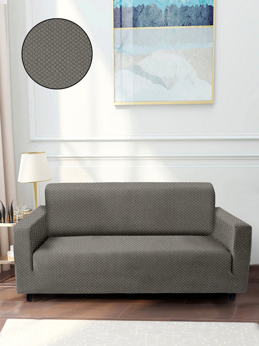 

Home Centre Morgan Check Grey Textured Jacquard 2 Seater Sofa Cover