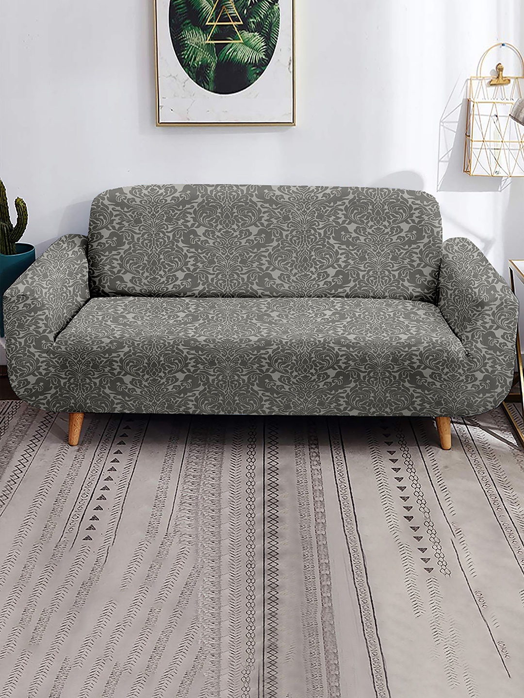 

Home Centre Morgan Damask Grey Self Design 2-Seater Sofa Covers