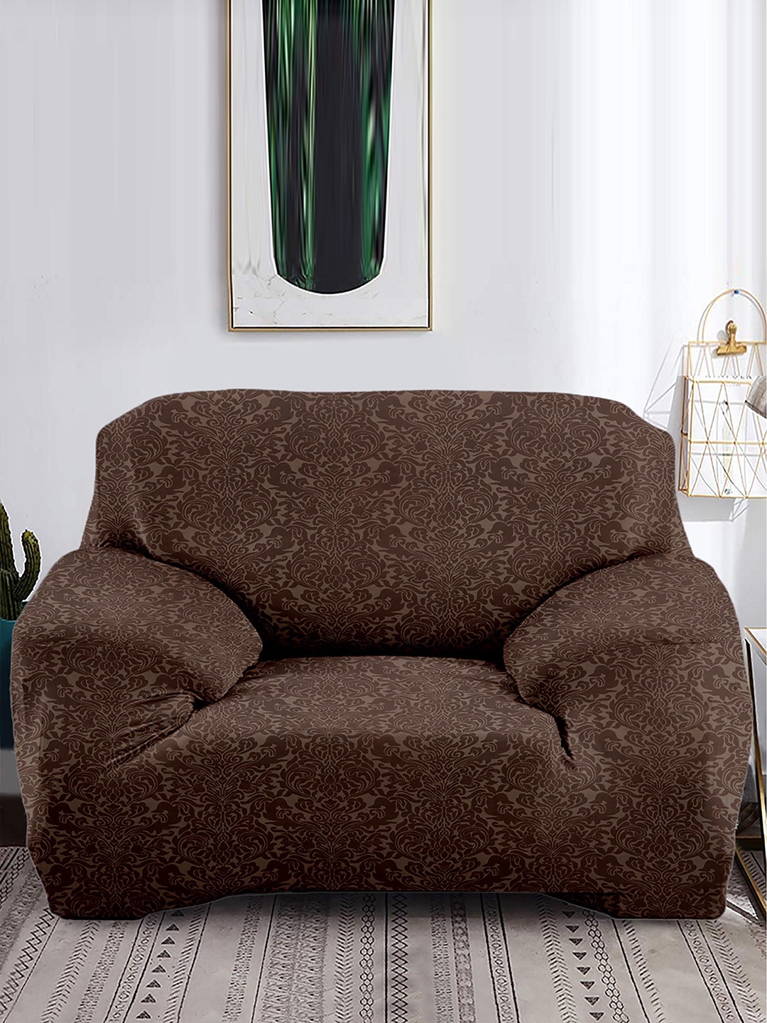 

Home Centre Morgan Damask Brown Jacquard 1-Seater Sofa Cover