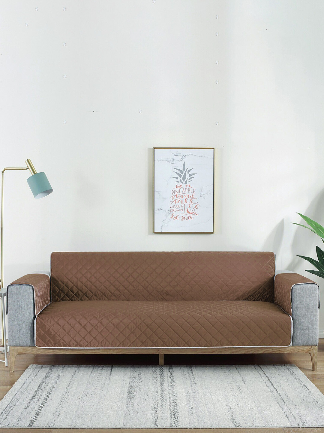 

Home Centre Morgan Brown Patterned Quilted 3 Seater Cotton Sofa Cover