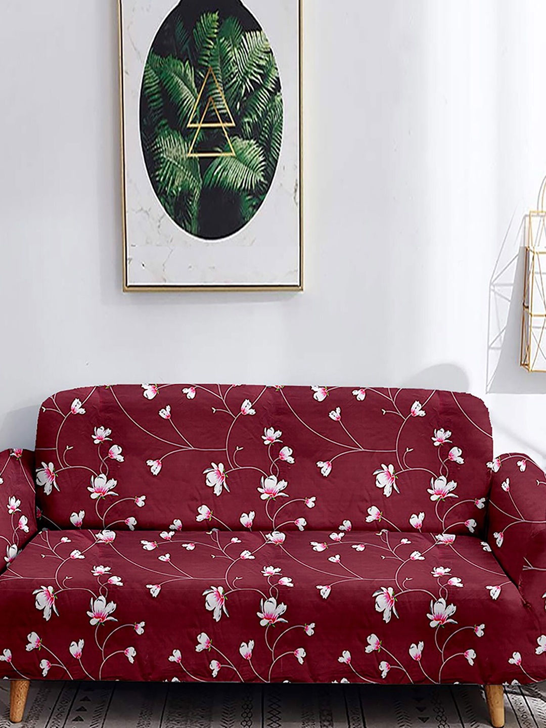 

Home Centre Morgan Maroon & White Floral-Printed 3-Seater Sofa Cover