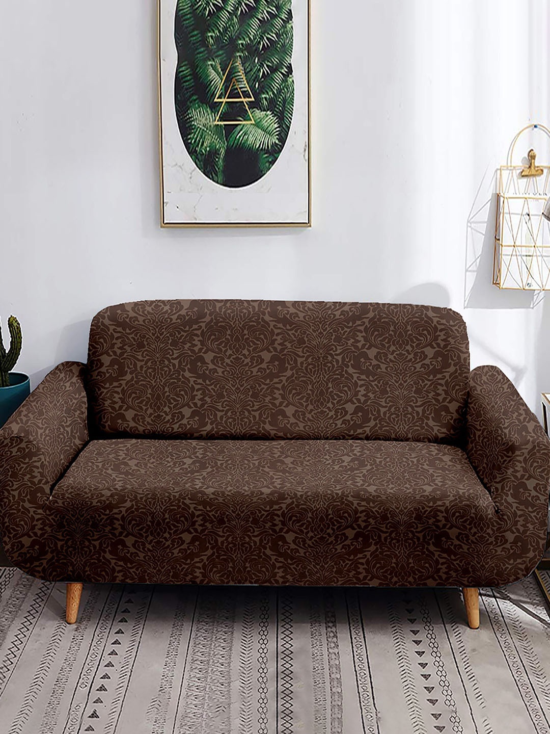 

Home Centre Morgan Damask Brown Self-Design Jacquard 2-Seater Sofa Cover