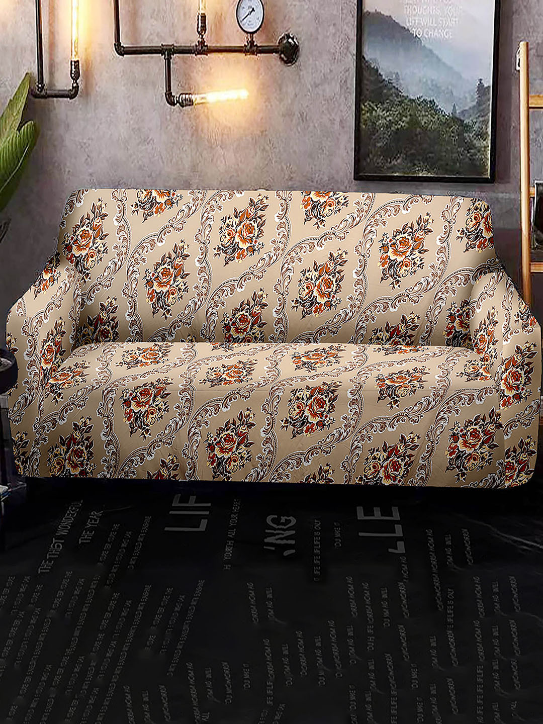 

Home Centre Morgan Beige & Brown Ethnic Motifs Printed 3-Seater Sofa Cover