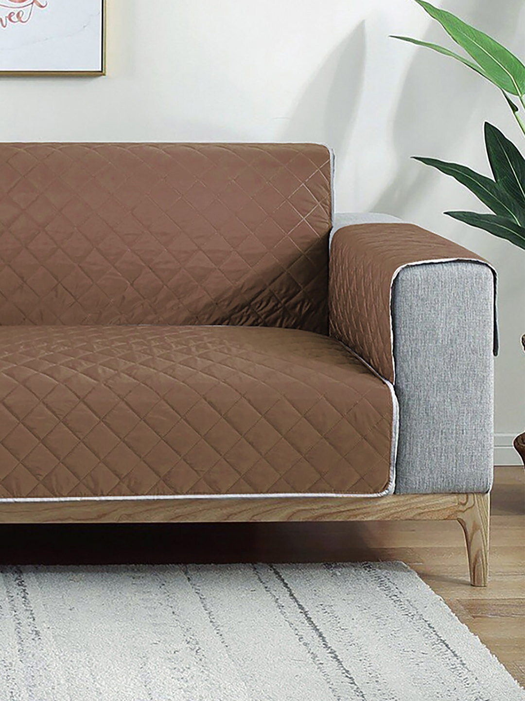 

Home Centre Morgan Brown Quilted 1-Seater Sofa Cover With Arms