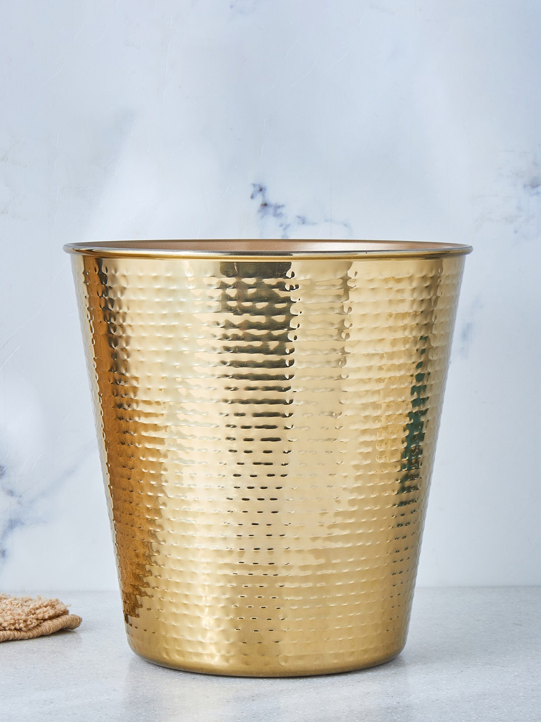 

Home Centre Harbour Golden Textured Stainless-Steel Waste Bin - 7L, Gold