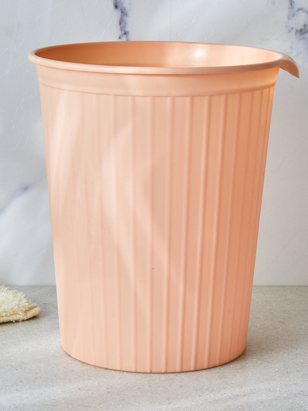 

Home Centre Spinel Peach-Coloured Striped Cylindrical Open Dust Bin 10 Ltr
