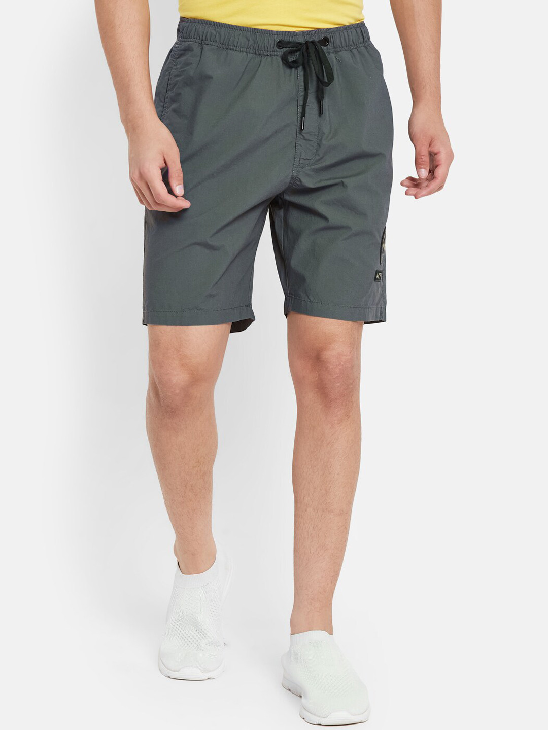 

Octave Men Mid-Rise Sports Cotton Shorts, Grey