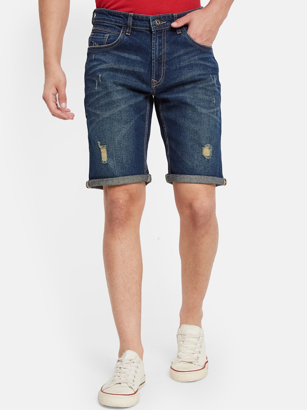

Octave Men Mid-Rise Denim Shorts, Blue