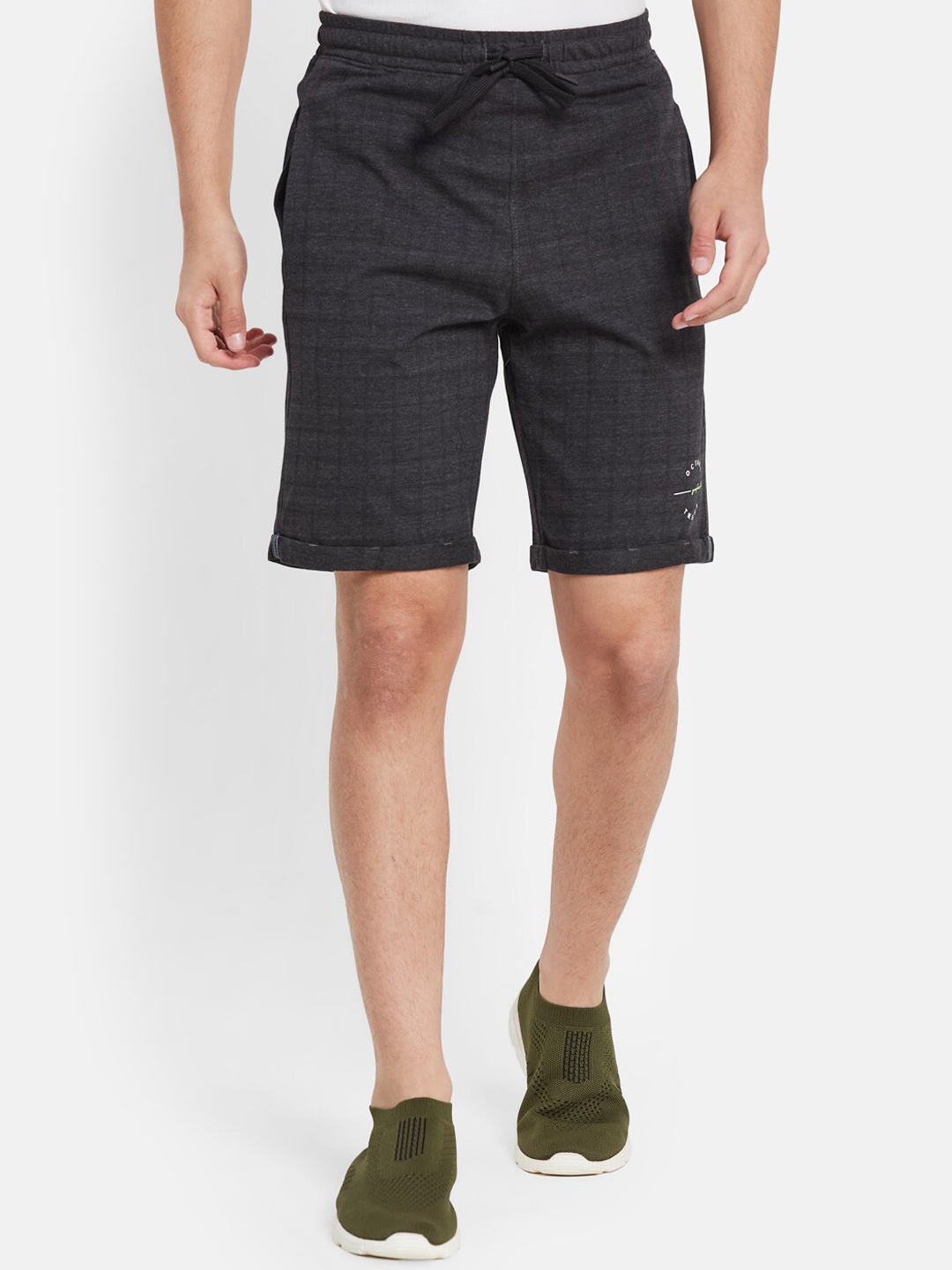 

Octave Men Mid-Rise Sports Cotton Shorts, Grey