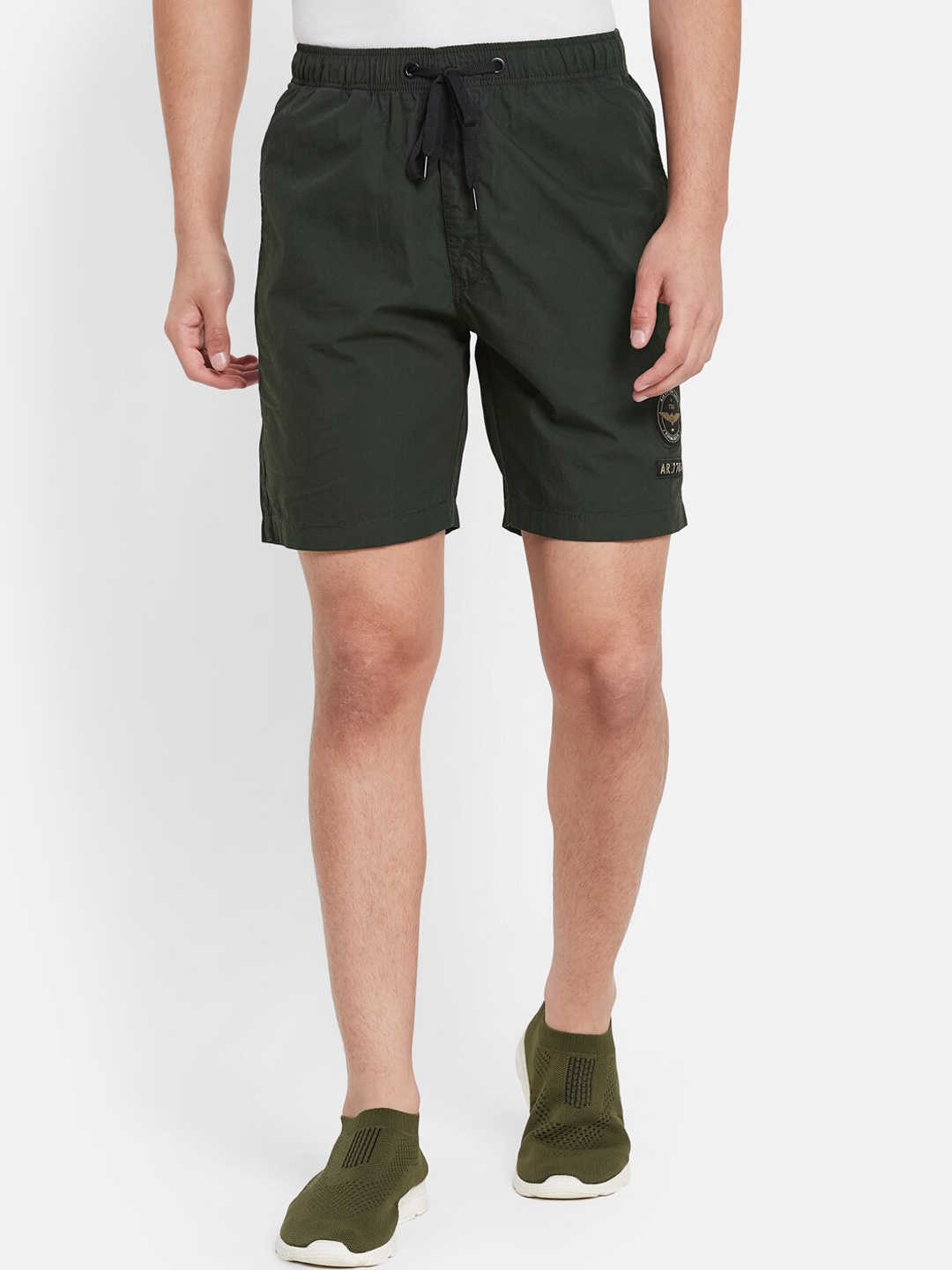 

Octave Men Mid-Rise Sports Cotton Shorts, Olive