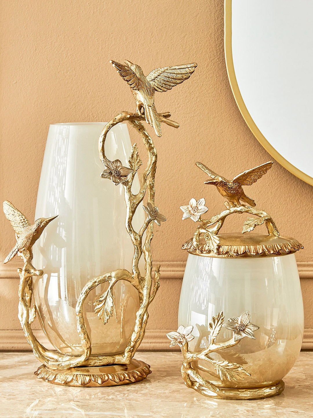 

Home Centre Eternity Vivere White & Golden Textured Vase