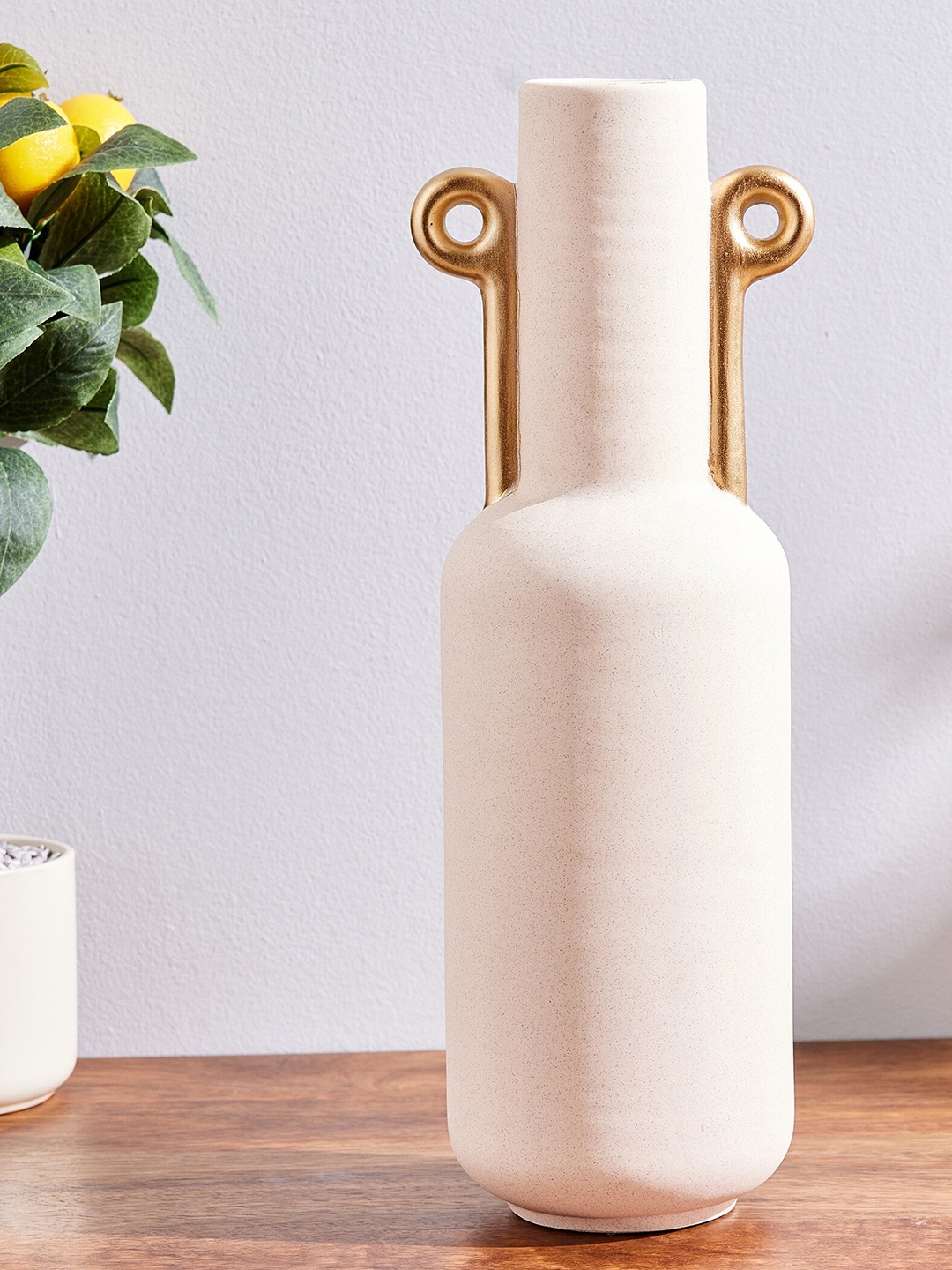 

Home Centre Marshmallow Beige & Yellow Ceramic Flower Vase