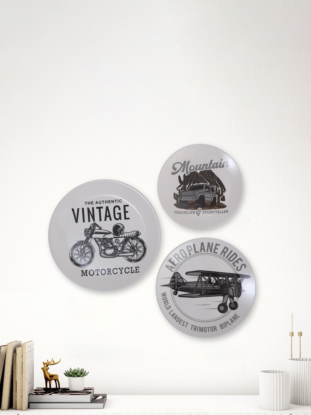 

Home Centre Artesia Beige & Black 3 Pieces Printed Melamine Wall Hanging Decor