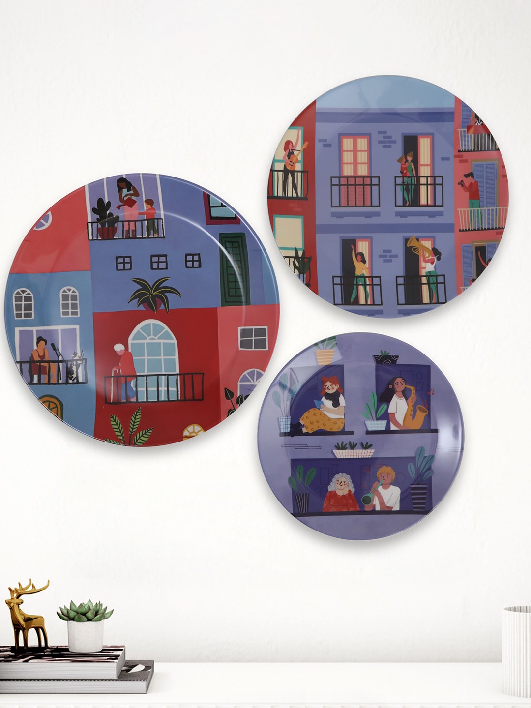 

Home Centre Artesia Blue & Red 3 Pieces Social Connection Printed Wall Accents