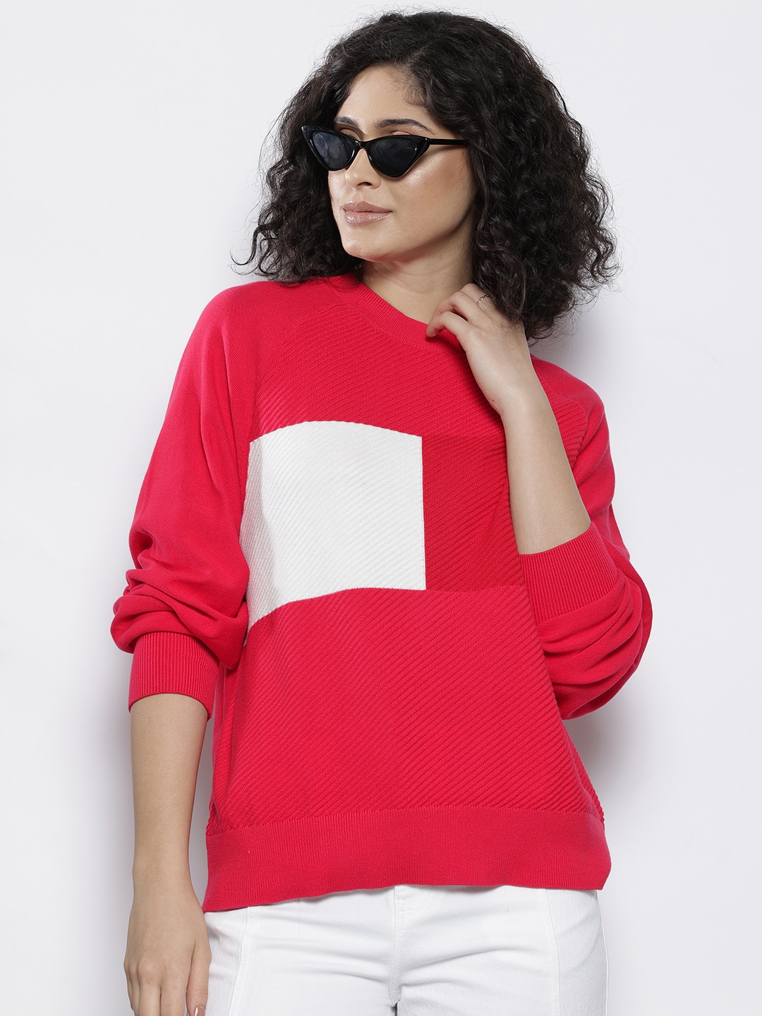 

Tommy Hilfiger Pure Cotton Colourblocked Pullover, Red