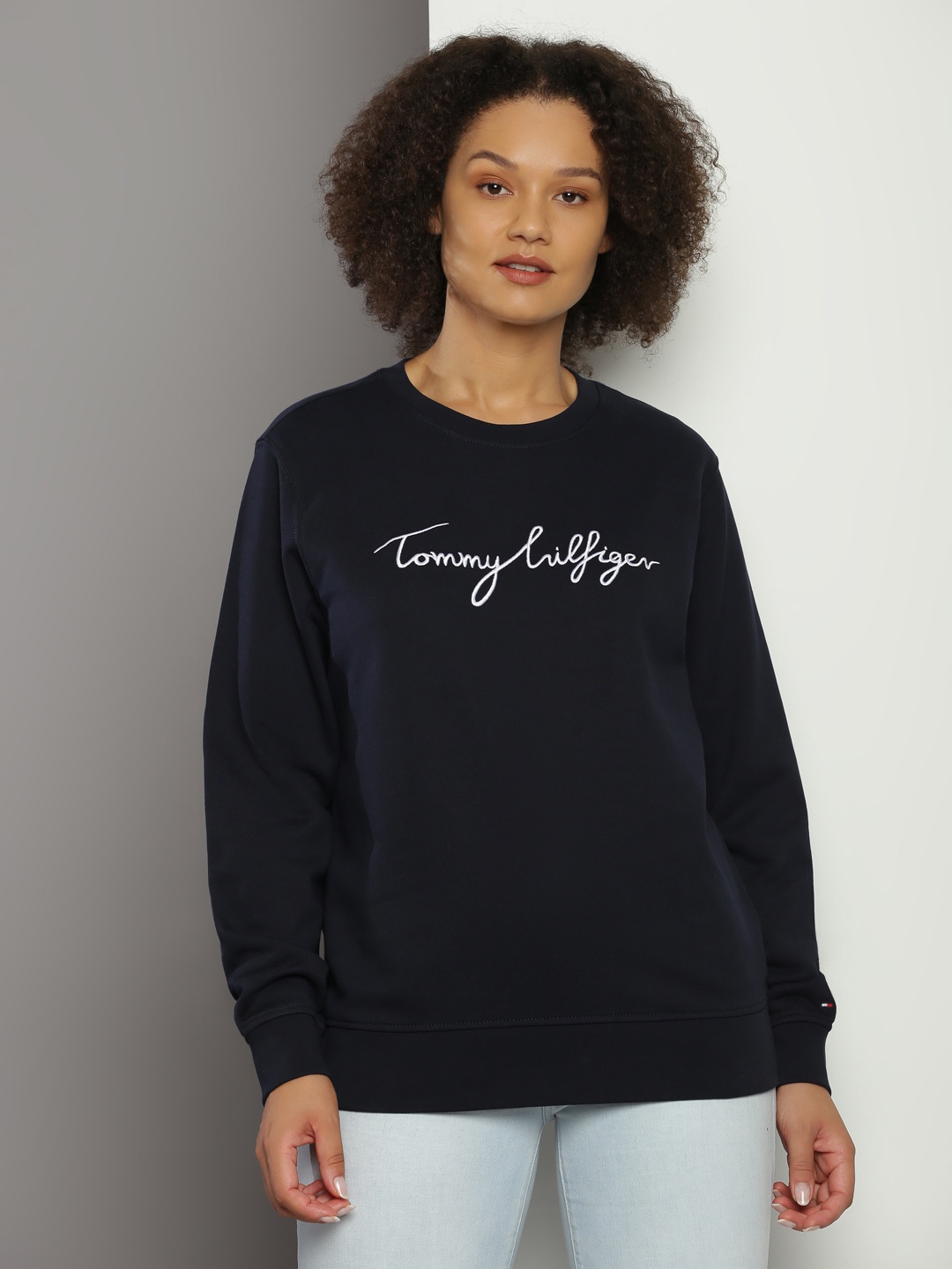 

Tommy Hilfiger Embroidered Round Neck Pure Cotton Sweatshirt, Navy blue