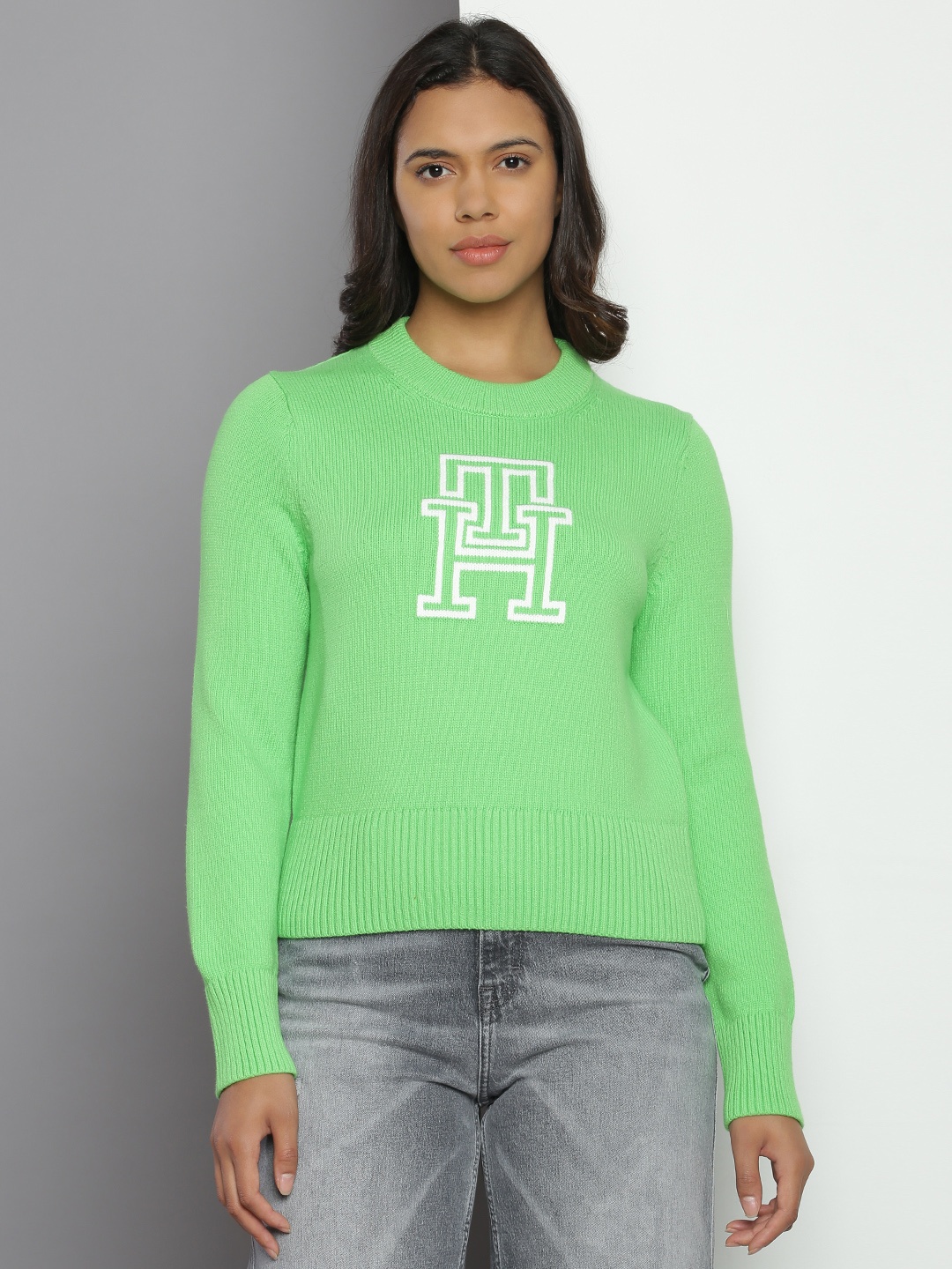 

Tommy Hilfiger Round Neck Knitted Pullover Sweater, Fluorescent green