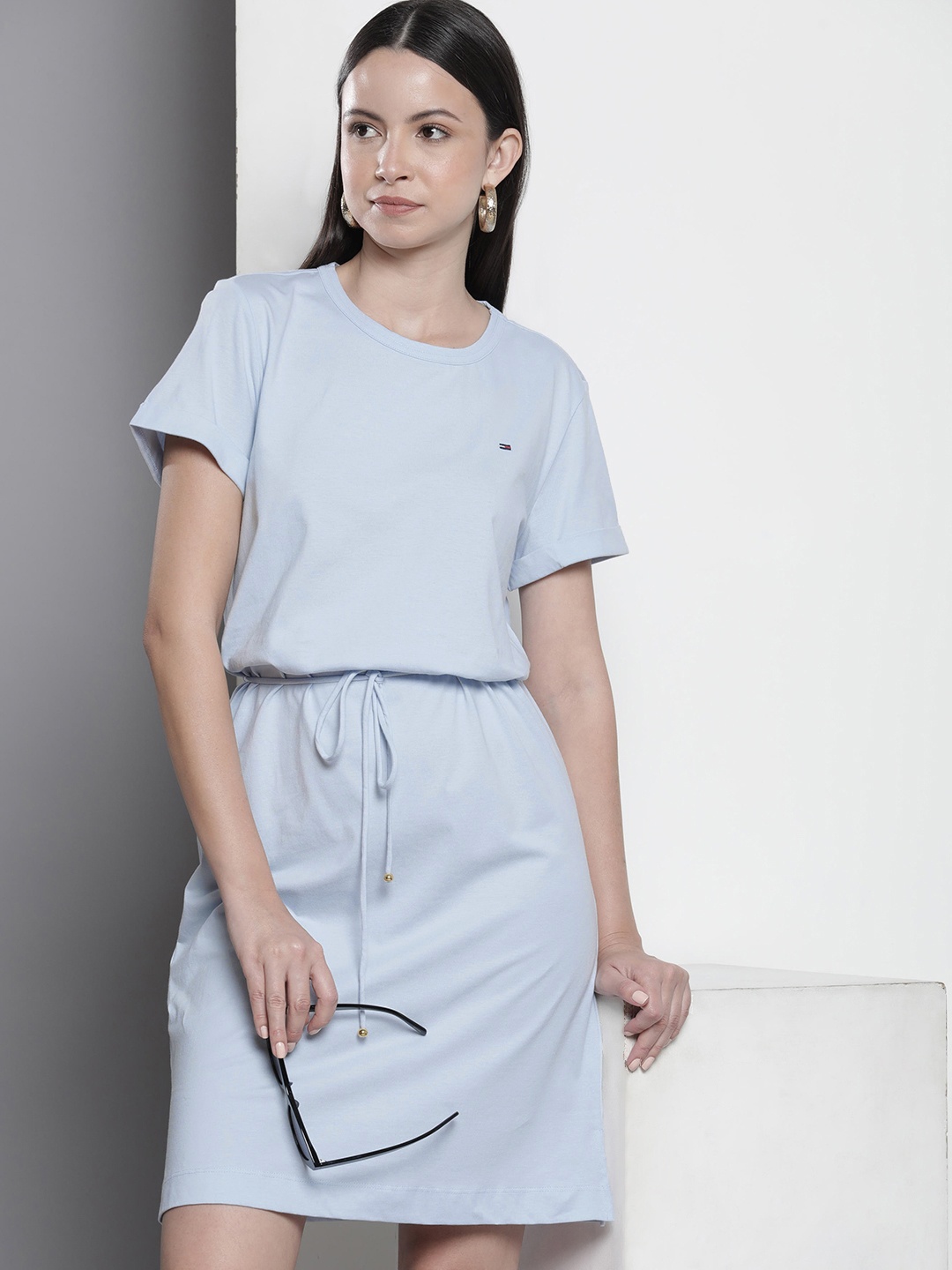 

Tommy Hilfiger Solid Pure Cotton T-shirt Dress, Blue