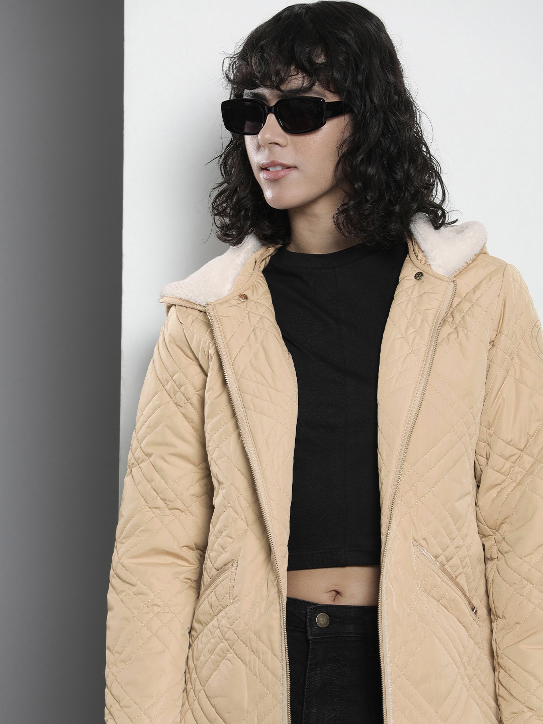 

Tommy Hilfiger Quilted Hooded Jacket, Beige