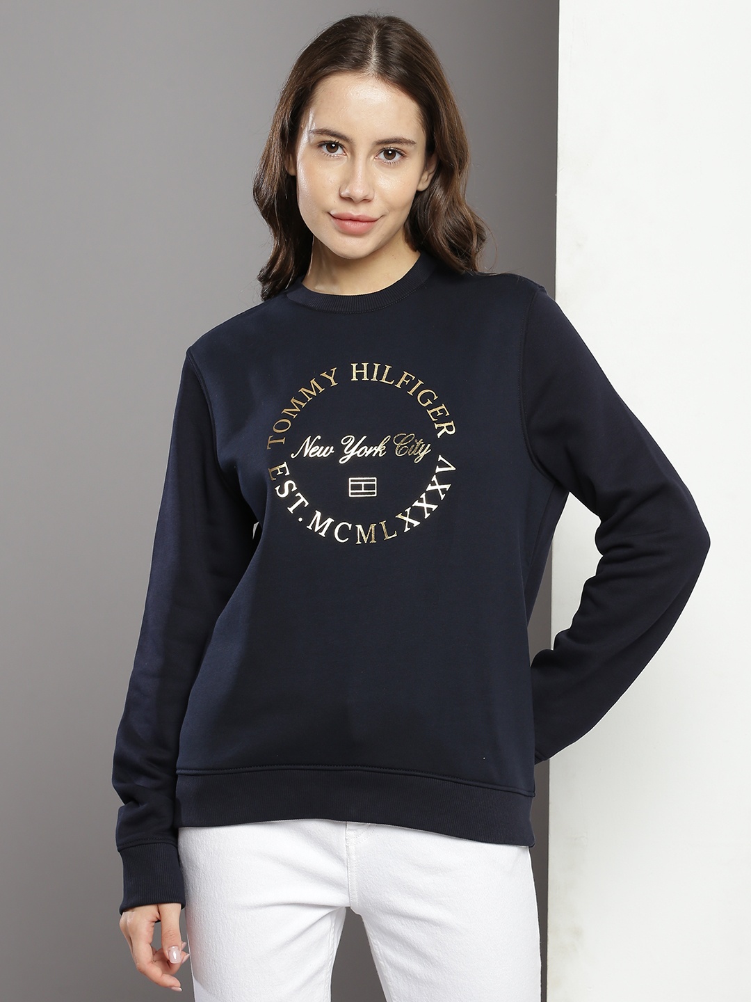 

Tommy Hilfiger Brand Logo Printed Pullover Sweatshirt, Navy blue