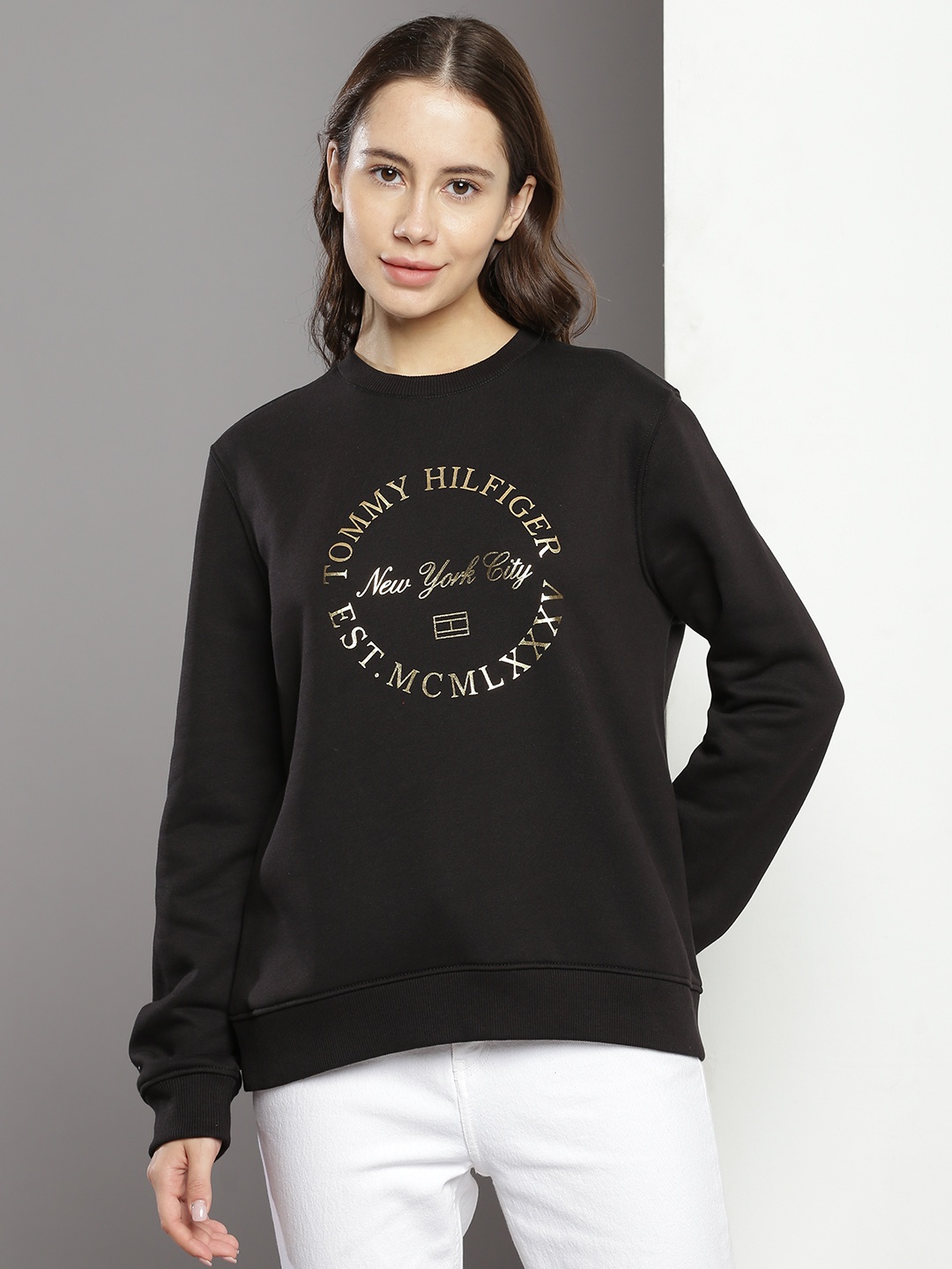 

Tommy Hilfiger Round Neck Printed Sweatshirt, Black