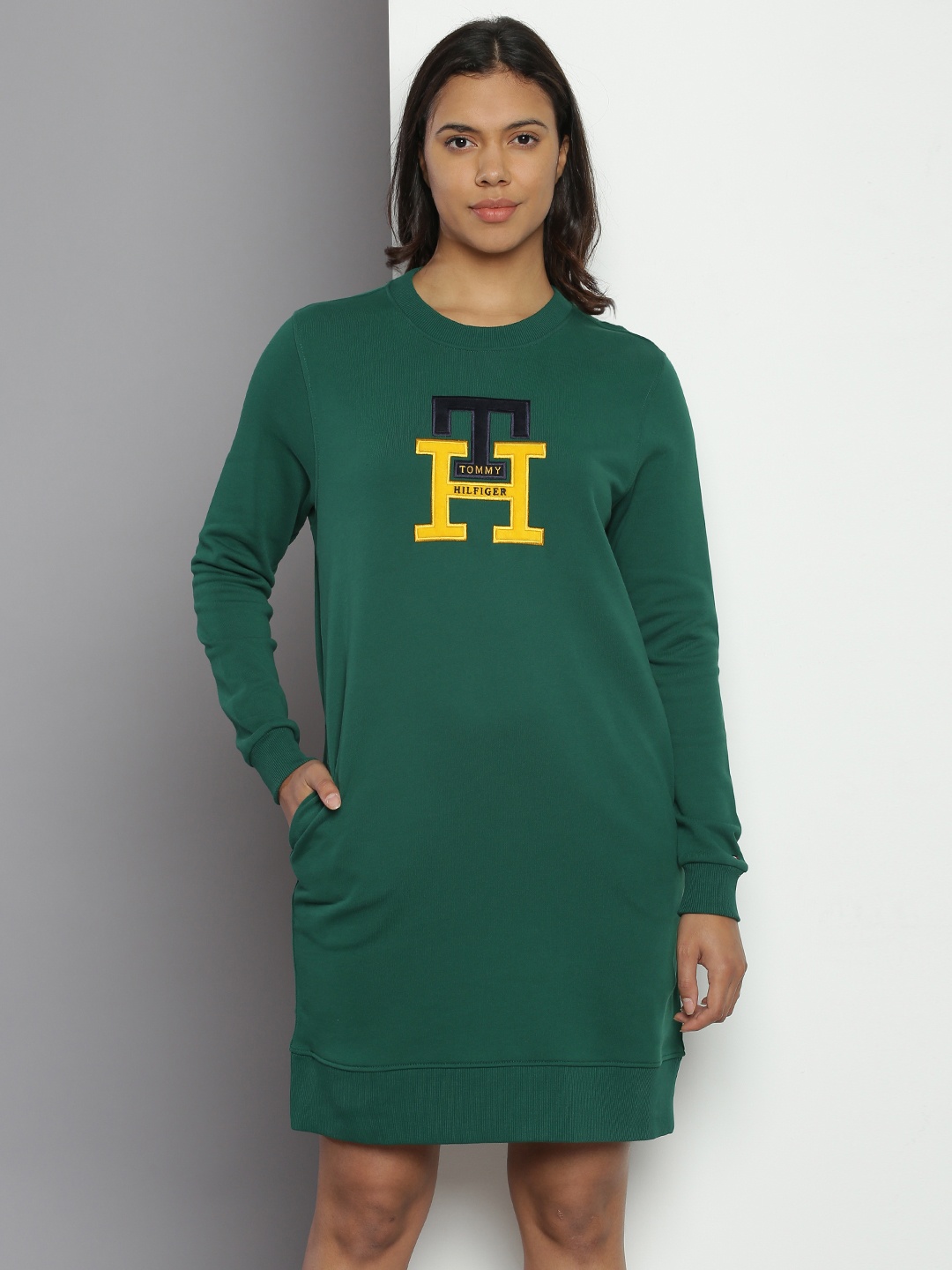 

Tommy Hilfiger Pure Cotton Embroidered T-shirt Dress, Green