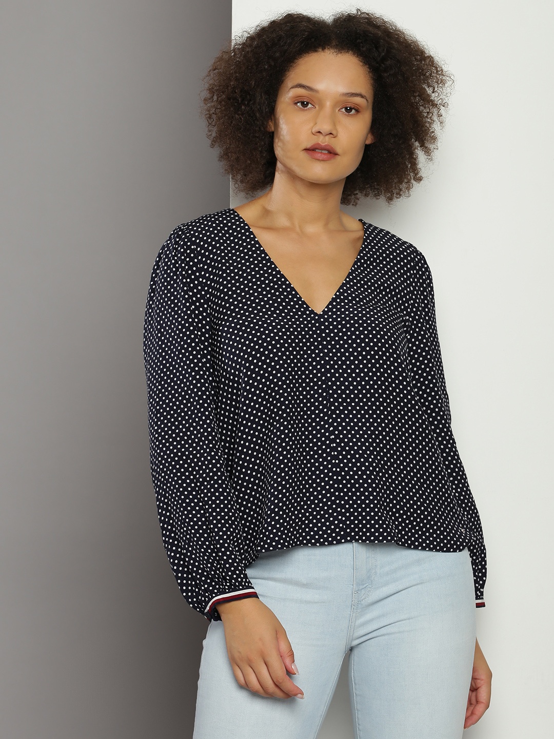 

Tommy Hilfiger Polka Dot Print Top, Navy blue