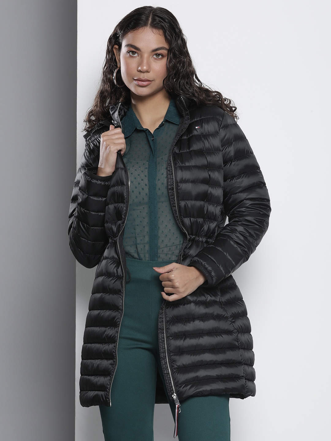 

Tommy Hilfiger Solid Hooded Longline Padded Jacket, Black
