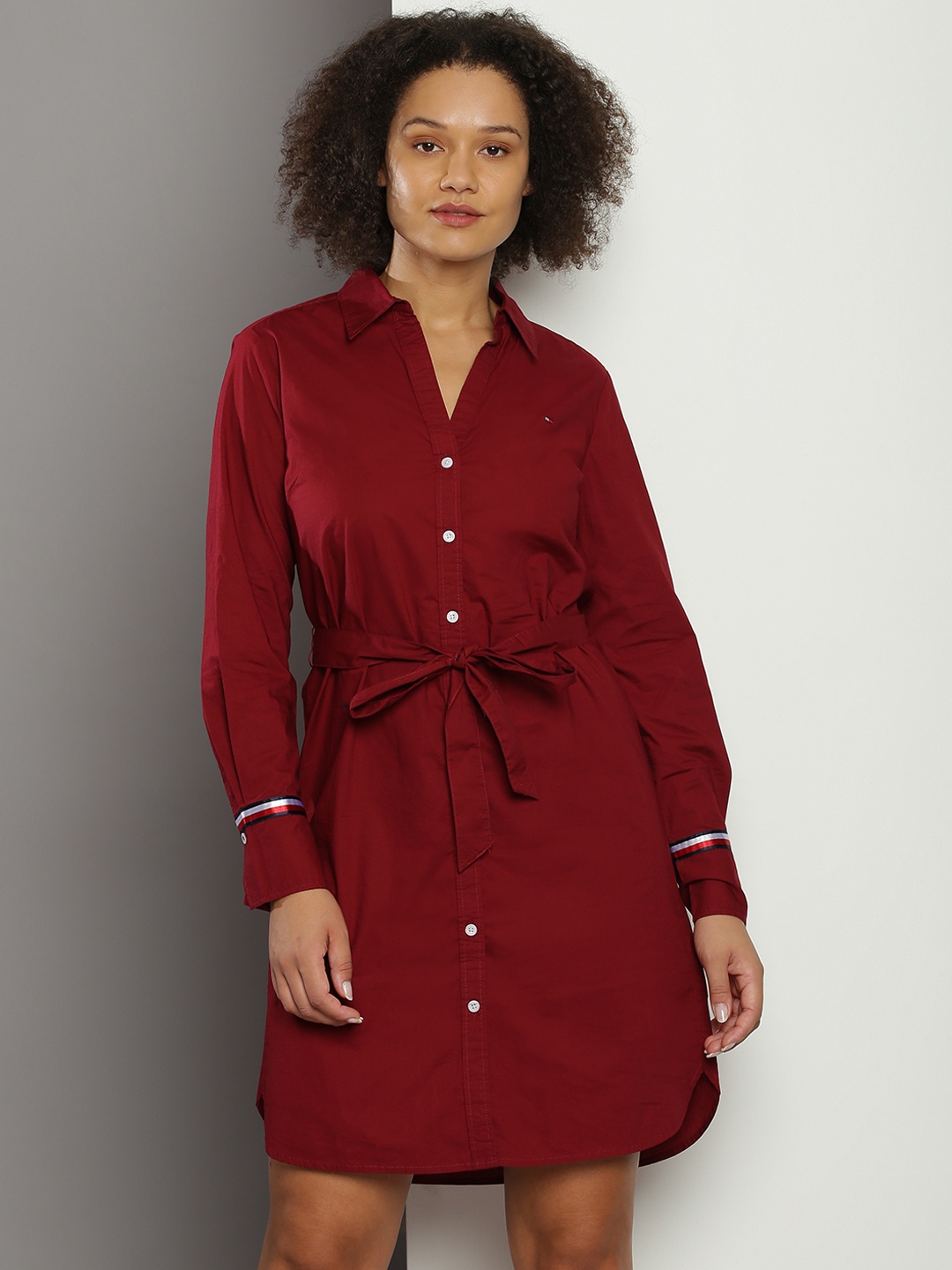

Tommy Hilfiger Pure Cotton Shirt Dress, Maroon