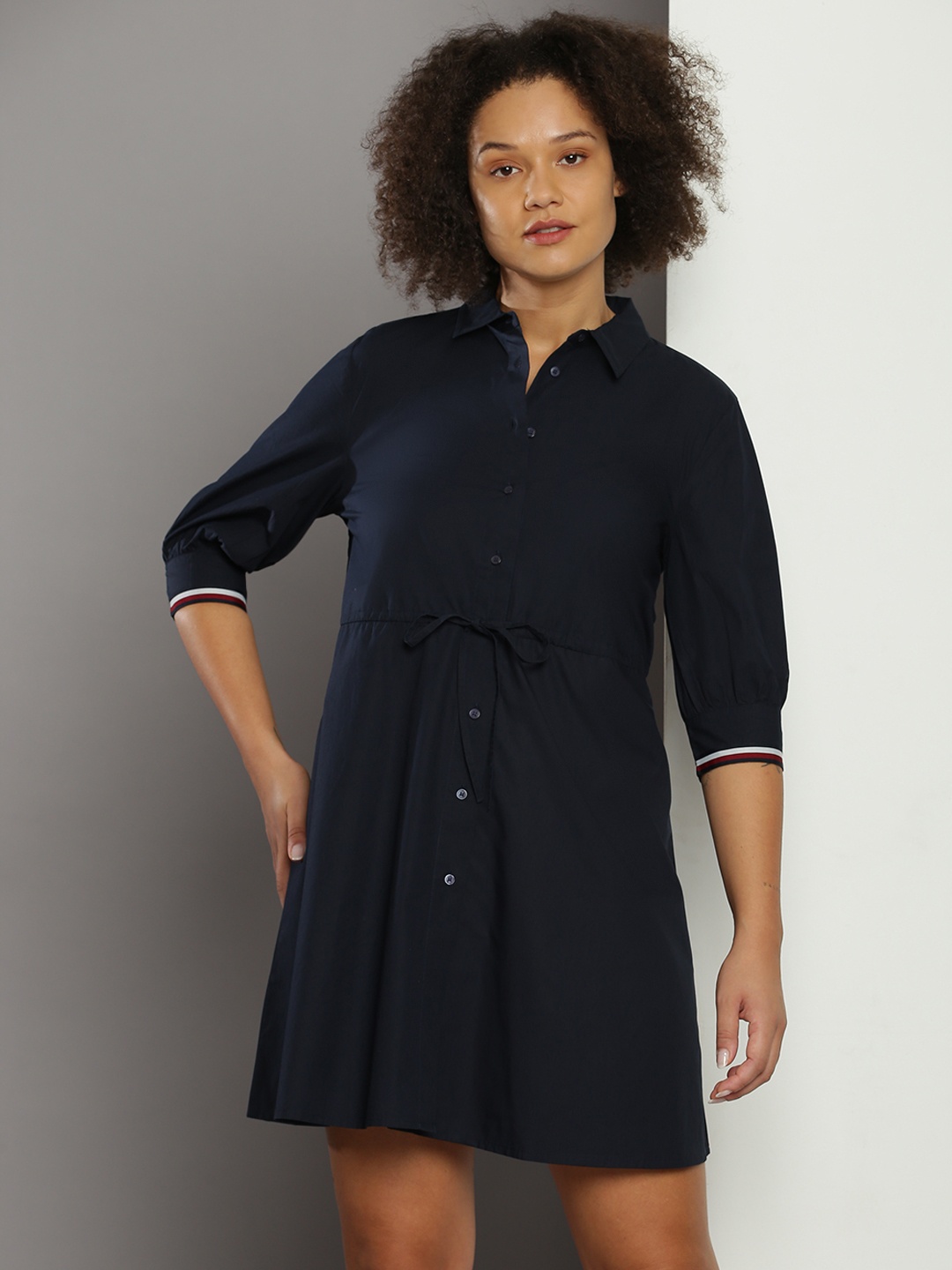 

Tommy Hilfiger Pure Cotton Shirt Style Mini Dress, Navy blue