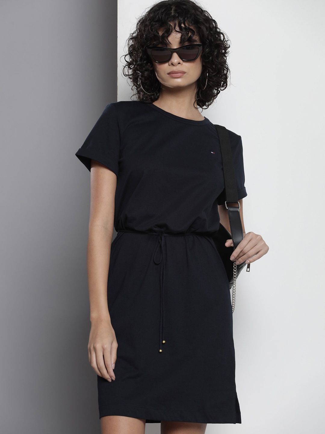 

Tommy Hilfiger Solid Pure Cotton T-shirt Dress, Navy blue