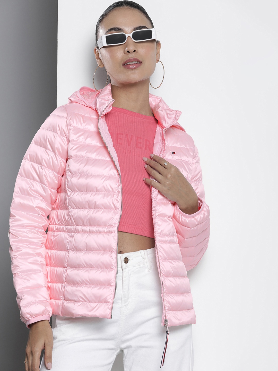 

Tommy Hilfiger Puffer Jacket With Detachable Hood, Pink