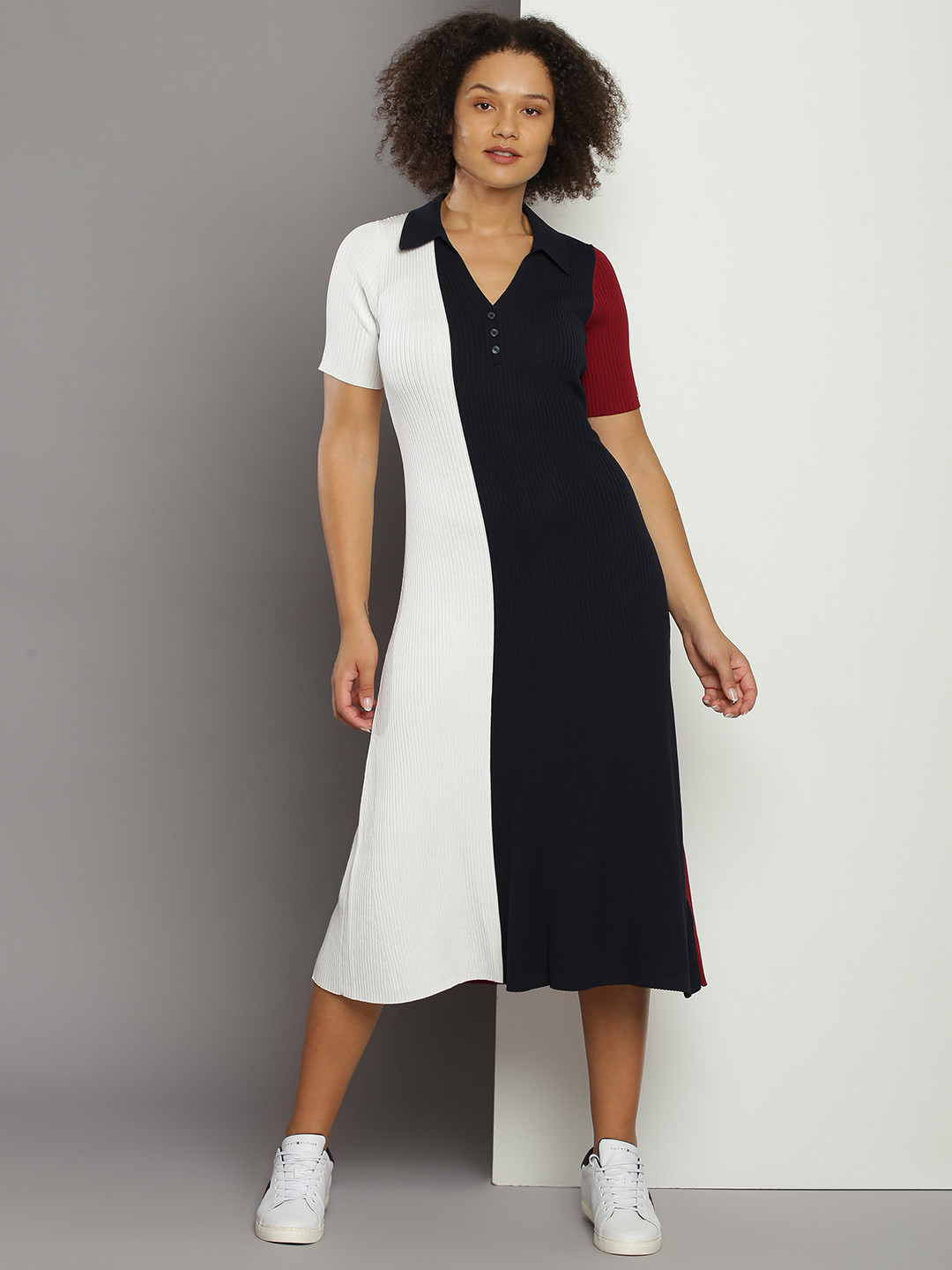 

Tommy Hilfiger Colourblocked T-shirt Midi Dress, Navy blue