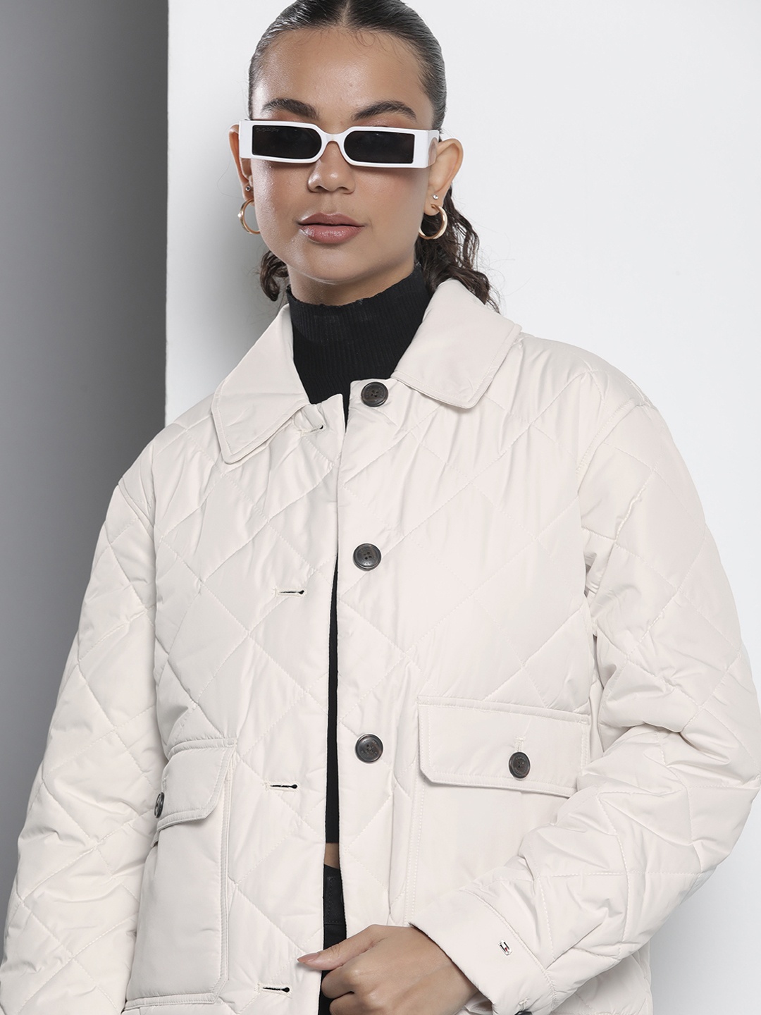 

Tommy Hilfiger Solid Spread-Collar Padded Jacket, White