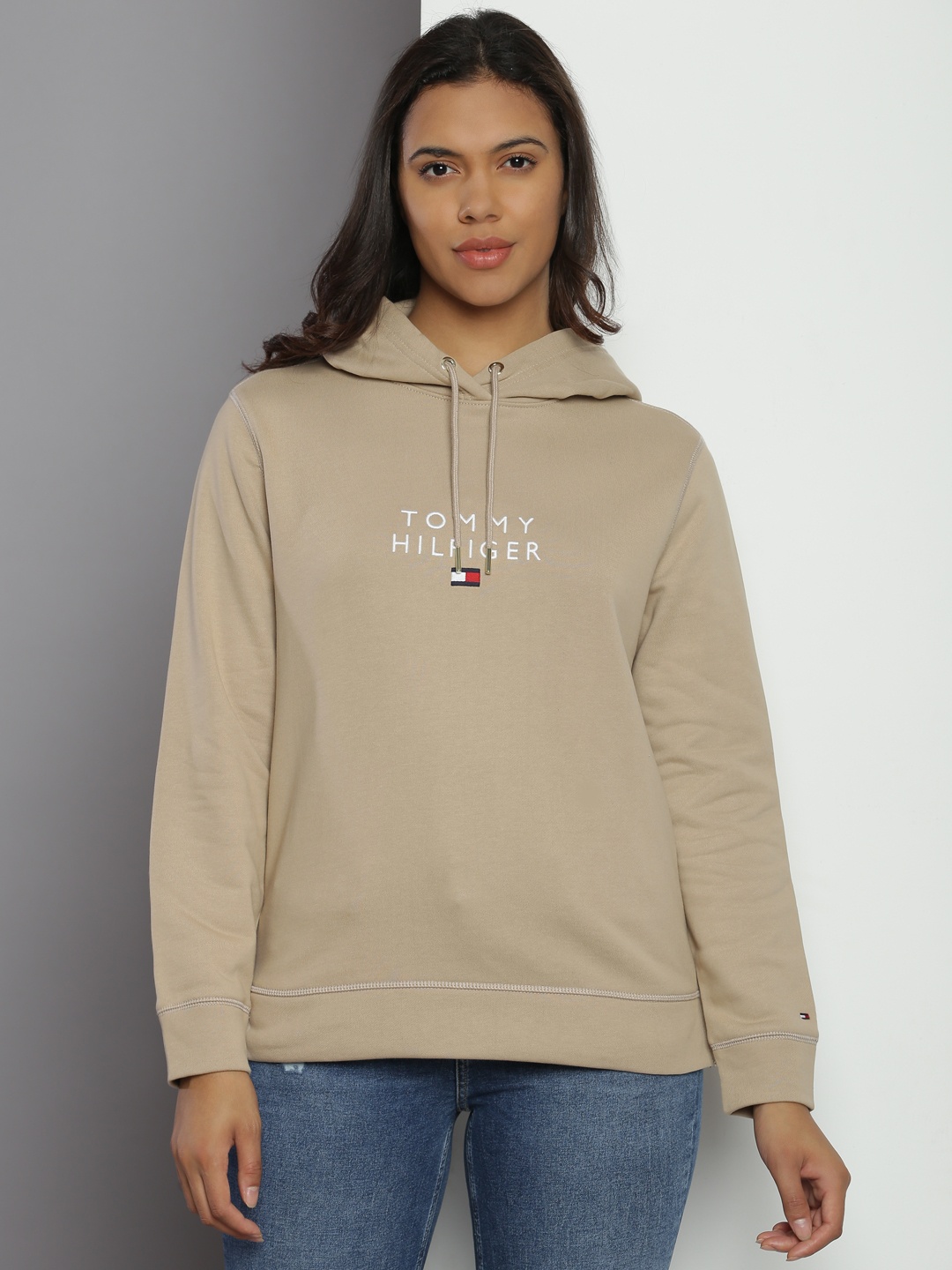 

Tommy Hilfiger Pure Cotton Printed Hooded Sweatshirt, Khaki