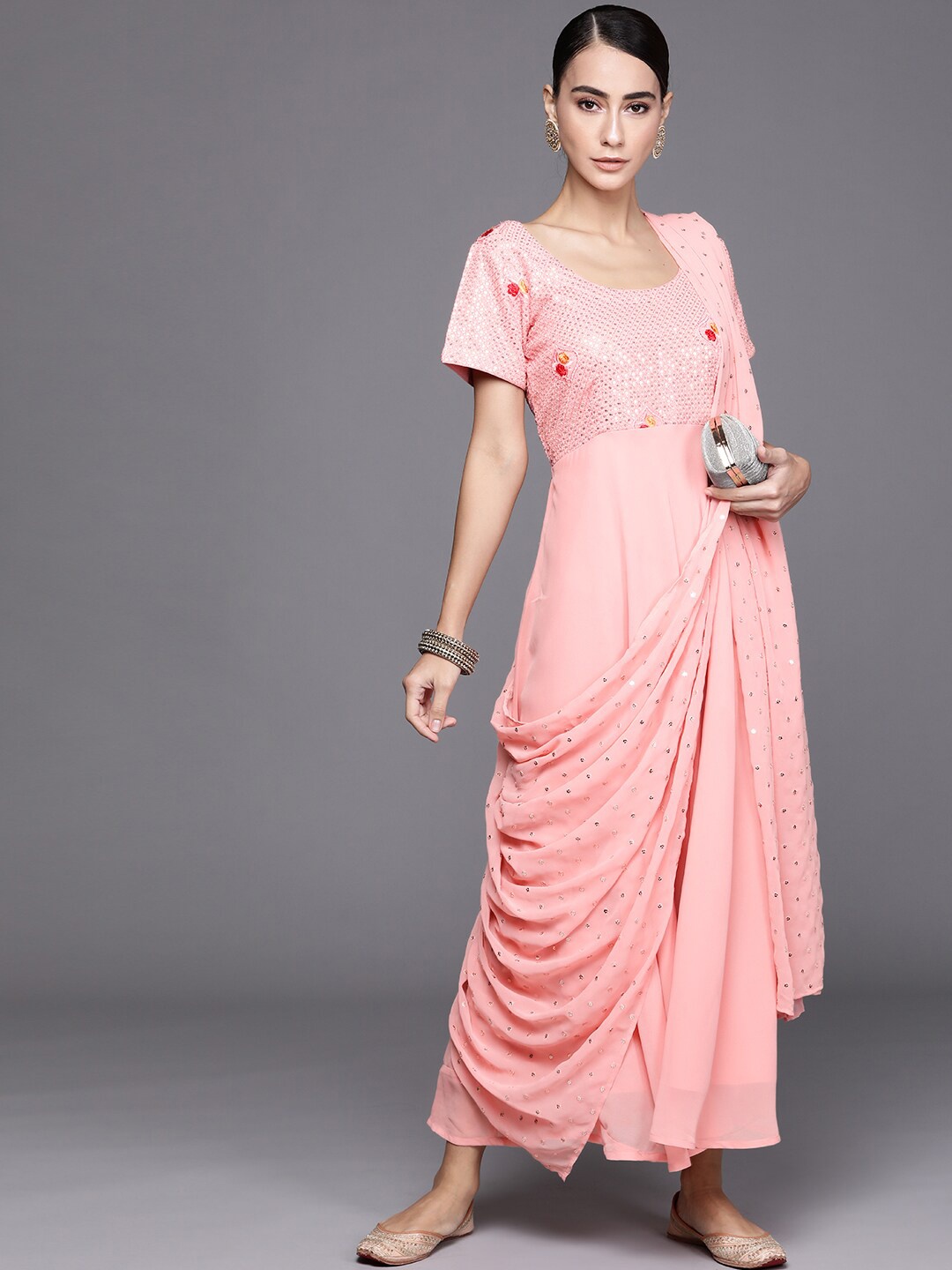 

Libas Embroidered Ethnic Dresses With Dupatta, Pink