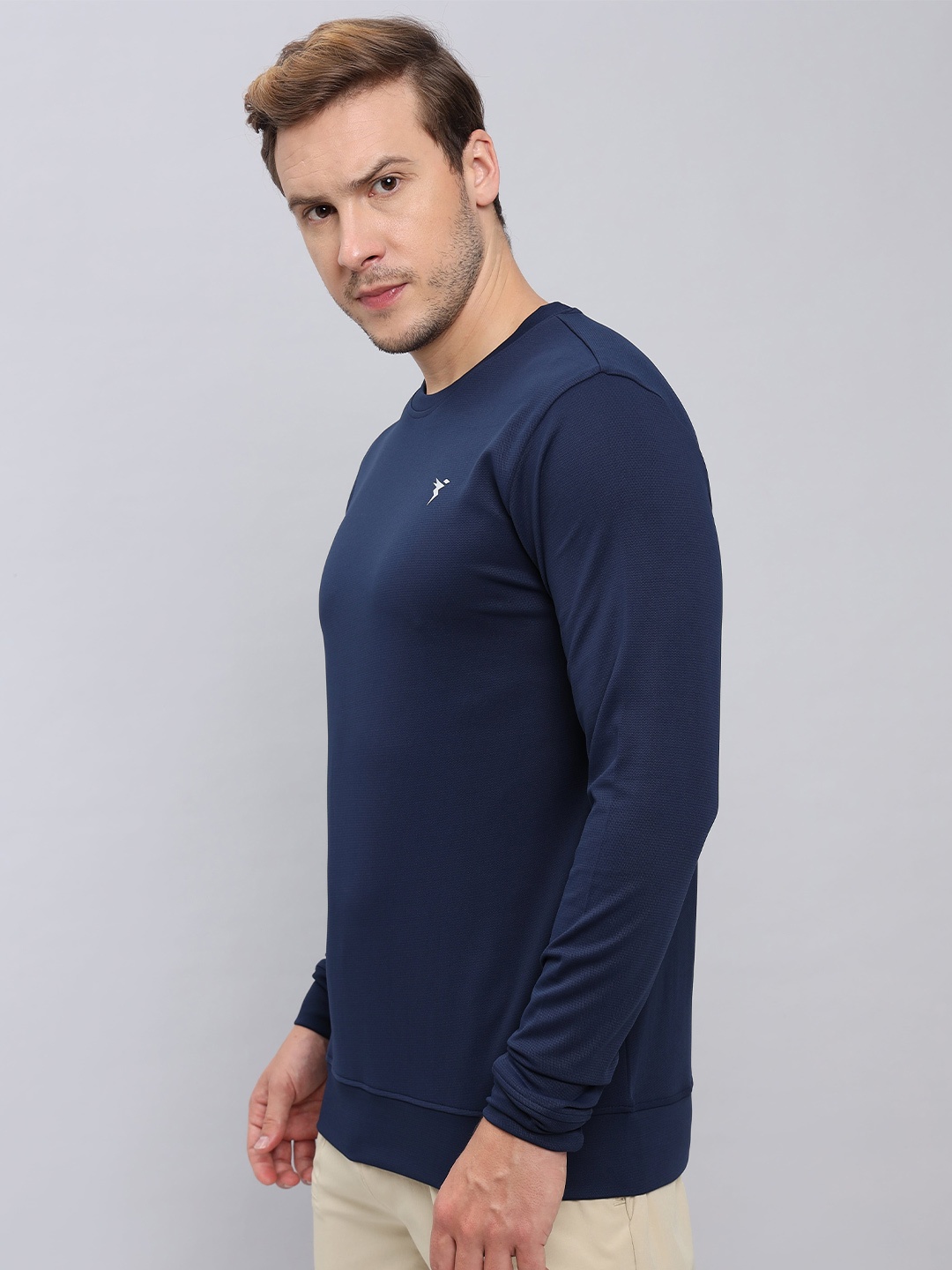 

Technosport Round Neck Antimicrobial Slim Fit Gym T Shirt, Navy blue