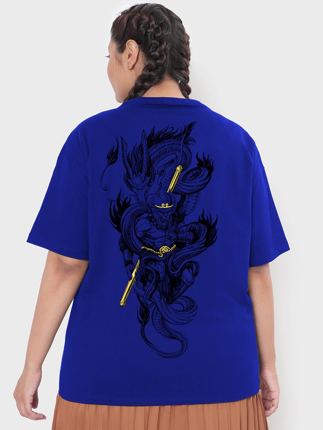 

Bewakoof Monkey King Graphic Printed Oversized Plus Size T-shirt, Navy blue