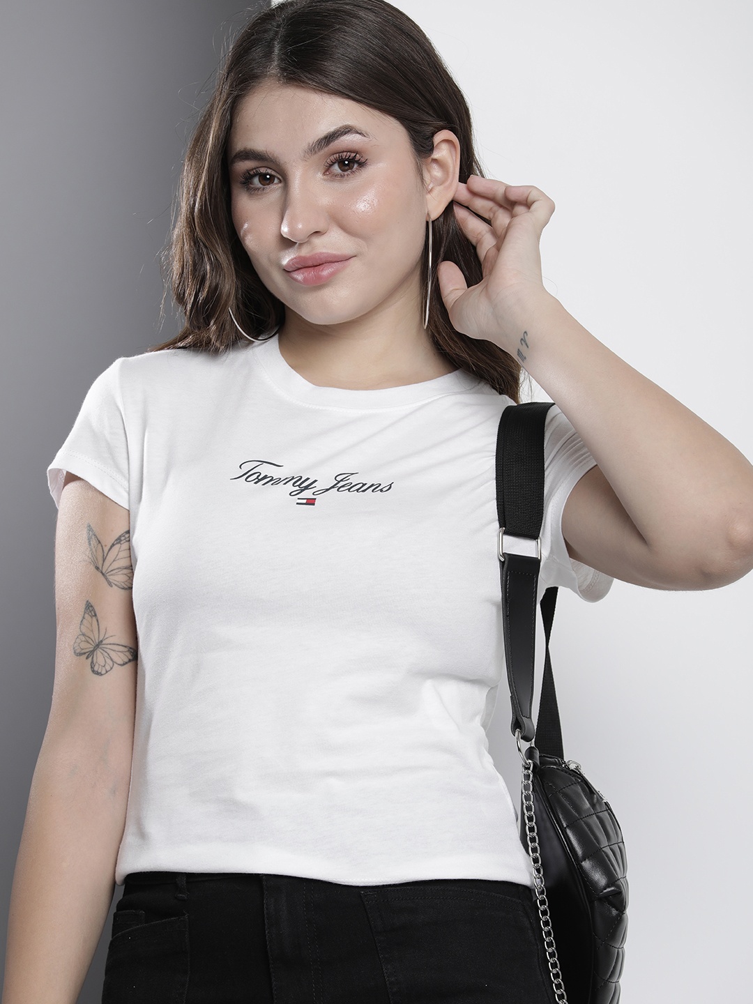 

Tommy Hilfiger Brand Logo Printed Slim Fit T-shirt, White