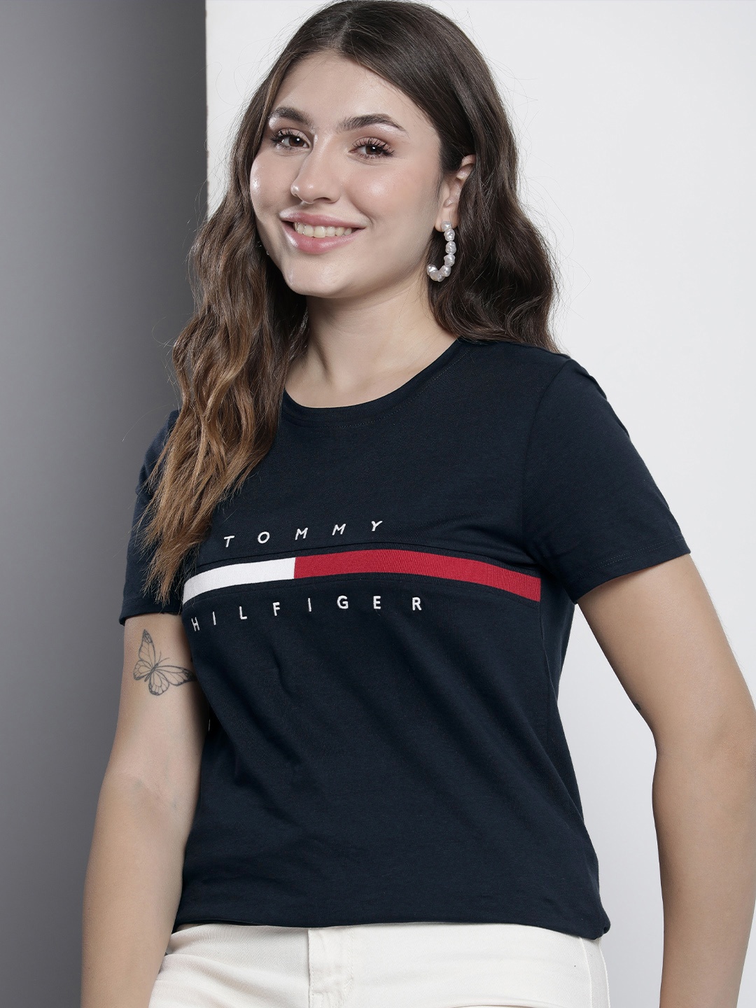 

Tommy Hilfiger Striped Pure Cotton T-shirt, Navy blue