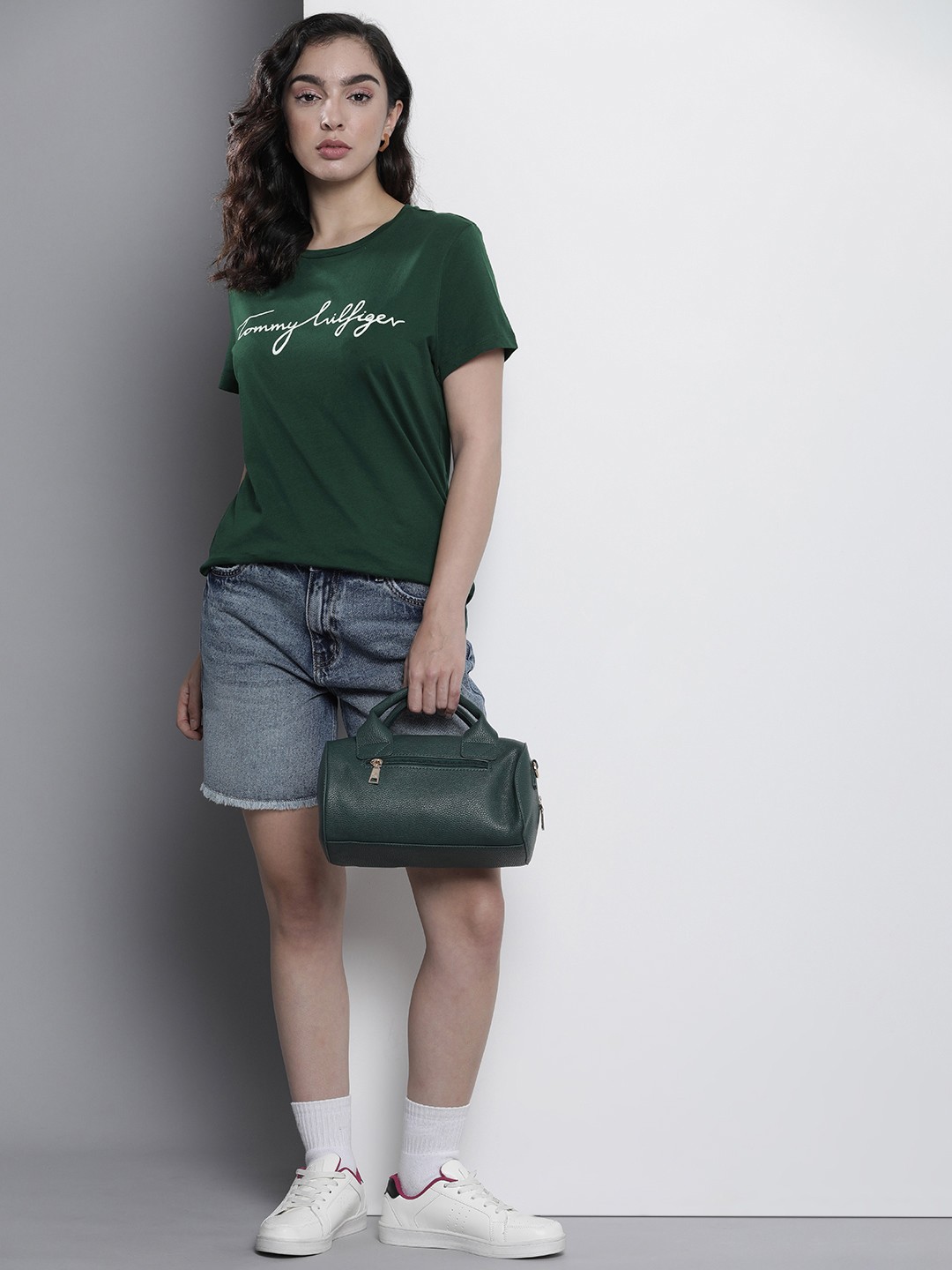 

Tommy Hilfiger Pure Cotton Brand Logo Printed Casual T-shirt, Green