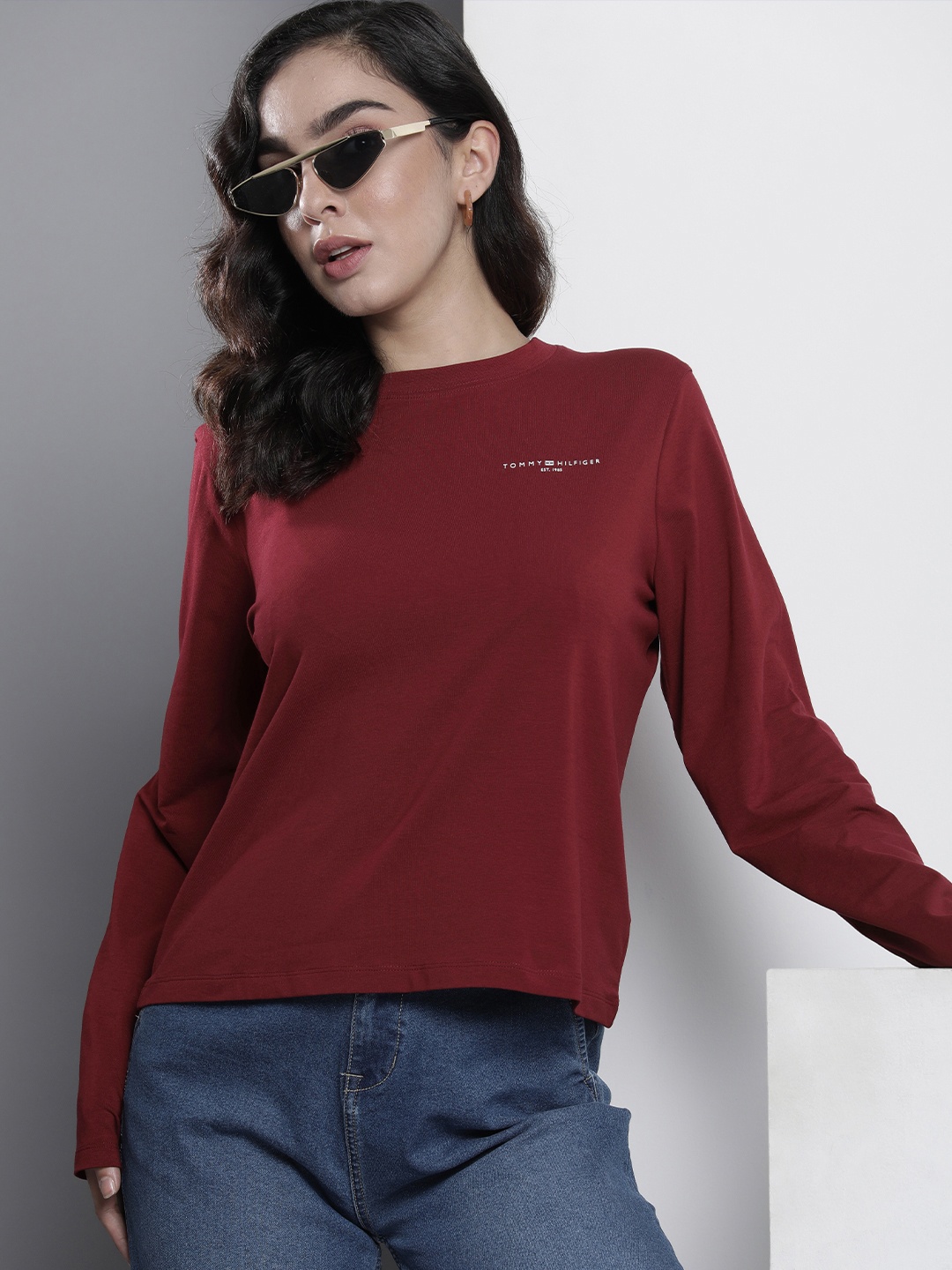 

Tommy Hilfiger Brand Logo Printed T-shirt, Burgundy