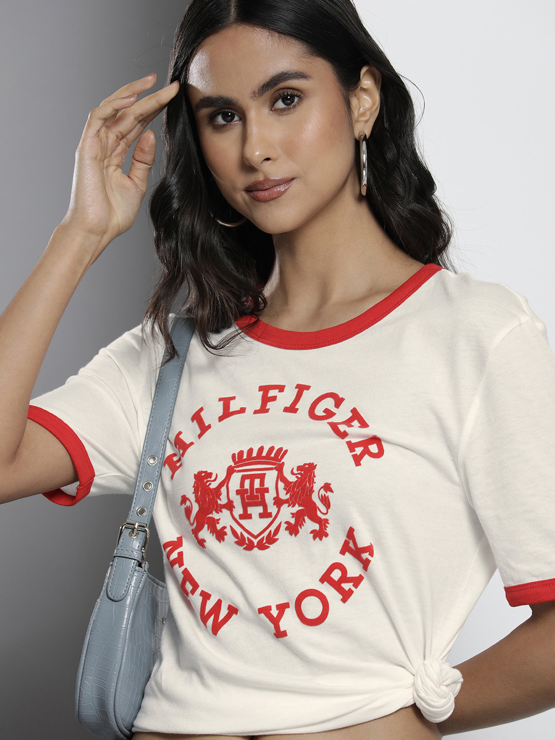 

Tommy Hilfiger Brand Logo Printed Pure Cotton T-shirt, Off white